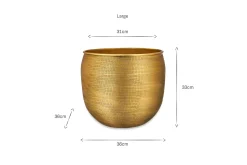 Tembesi Etched Planter - Antique Brass