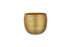 Tembesi Etched Planter - Antique Brass