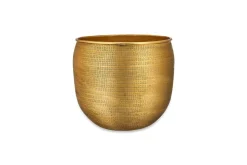 Tembesi Etched Planter - Antique Brass