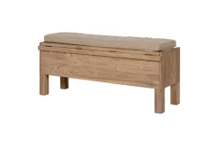 Teni Reclaimed Wood Storage Bench with Upholstered Linen Cushion - Natural