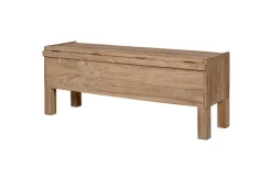 Teni Reclaimed Wood Storage Bench with Upholstered Linen Cushion - Natural