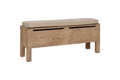 Teni Reclaimed Wood Storage Bench with Upholstered Linen Cushion - Natural
