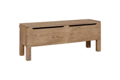 Teni Reclaimed Wood Storage Bench with Upholstered Linen Cushion - Natural