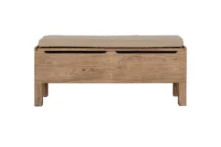 Teni Reclaimed Wood Storage Bench with Upholstered Linen Cushion - Natural