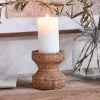 Thoko Reclaimed Round Candlestick - Dark Stain