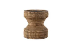 Thoko Reclaimed Round Candlestick - Dark Stain