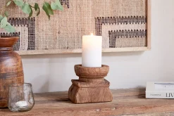 Thoko Reclaimed Square Candlestick - Dark Stain