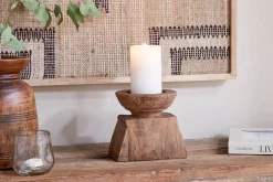 Thoko Reclaimed Square Candlestick - Dark Stain