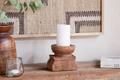 Thoko Reclaimed Square Candlestick - Dark Stain