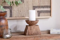 Thoko Reclaimed Square Candlestick - Dark Stain