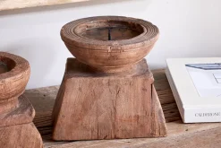 Thoko Reclaimed Square Candlestick - Dark Stain