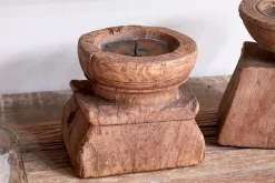 Thoko Reclaimed Square Candlestick - Dark Stain
