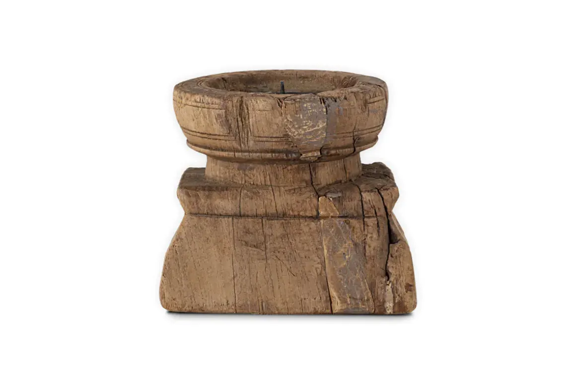 Thoko Reclaimed Square Candlestick - Dark Stain