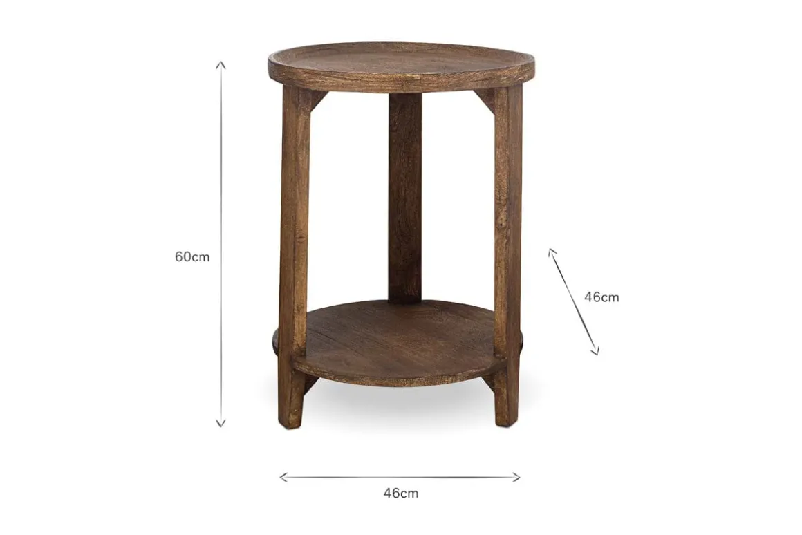 Triveni Mango Wood Side Table - Walnut Stain