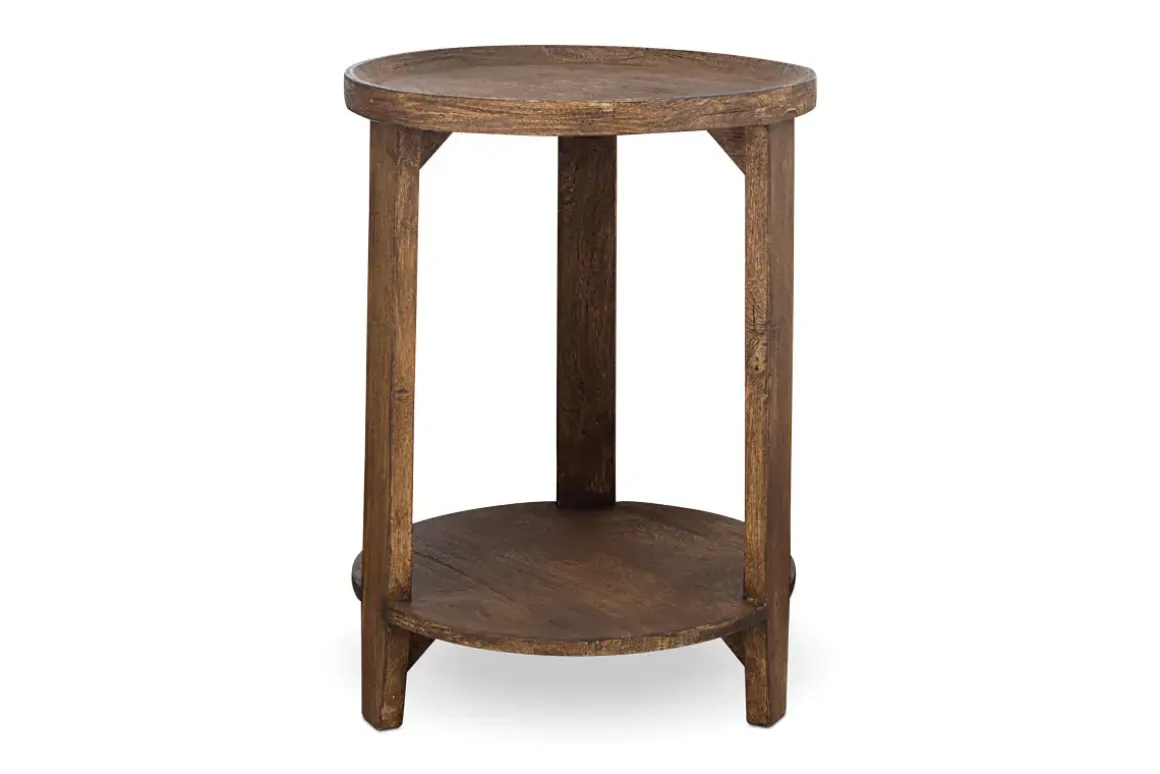 Triveni Mango Wood Side Table - Walnut Stain