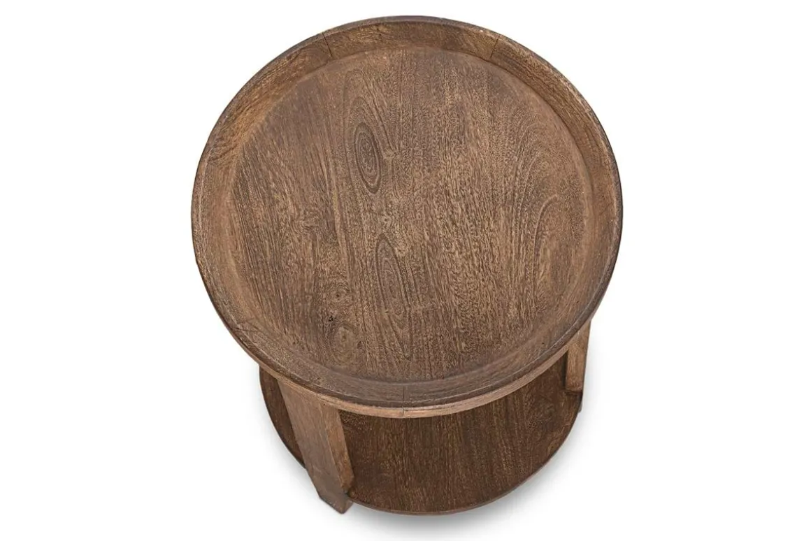 Triveni Mango Wood Side Table - Walnut Stain