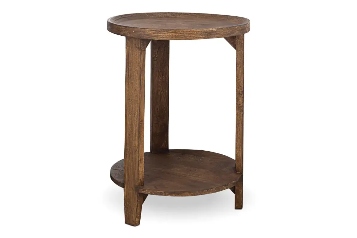 Triveni Mango Wood Side Table - Walnut Stain