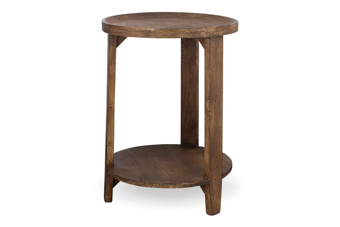 Triveni Mango Wood Side Table - Walnut Stain
