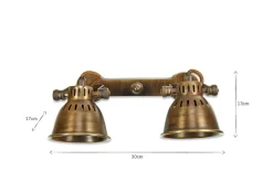 Tubu Brass Double Spot Light - Antique Brass