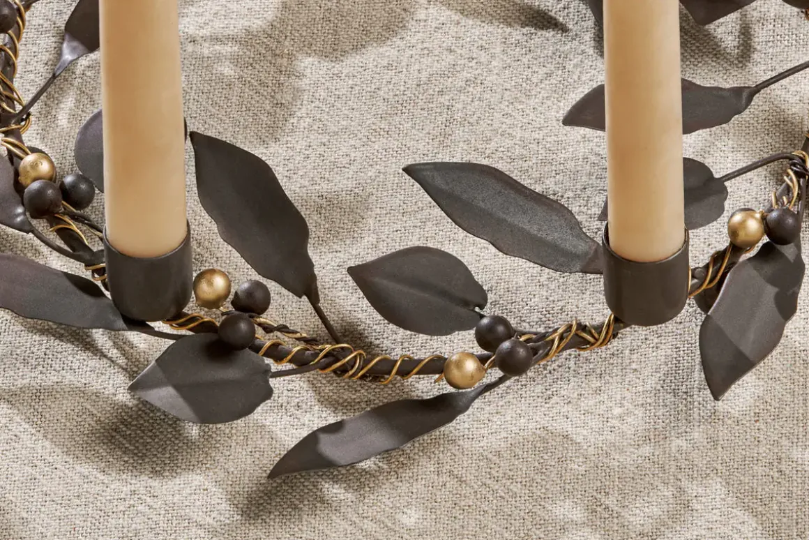 Tula Garland Candle Holder - Brass & Rust