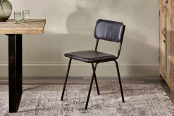 Ukari Leather Dining Chair - Aged Black
