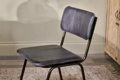 Ukari Leather Dining Chair - Aged Black