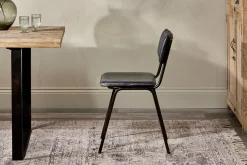Ukari Leather Dining Chair - Aged Black