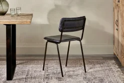 Ukari Leather Dining Chair - Aged Black