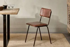 Ukari Leather Dining Chair - Chocolate Brown