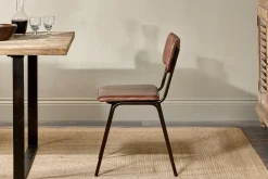 Ukari Leather Dining Chair - Chocolate Brown