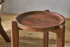 Umar Mango Wood Side Table - Dark Brown