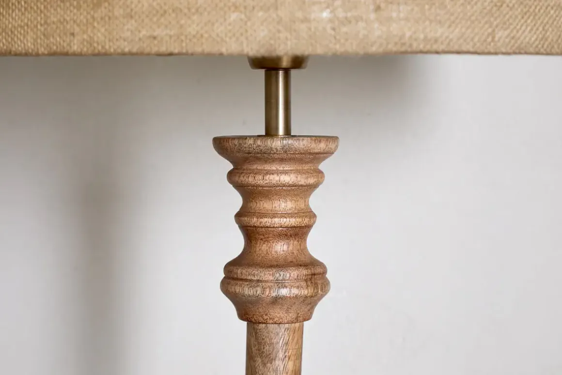 Usha Classic Wooden Floor Lamp - Natural