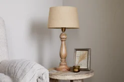 Usha Classic Wooden Table Lamp - Natural