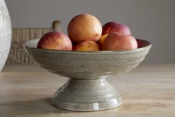 Valinha Earthenware Footed Bowl - Grey
