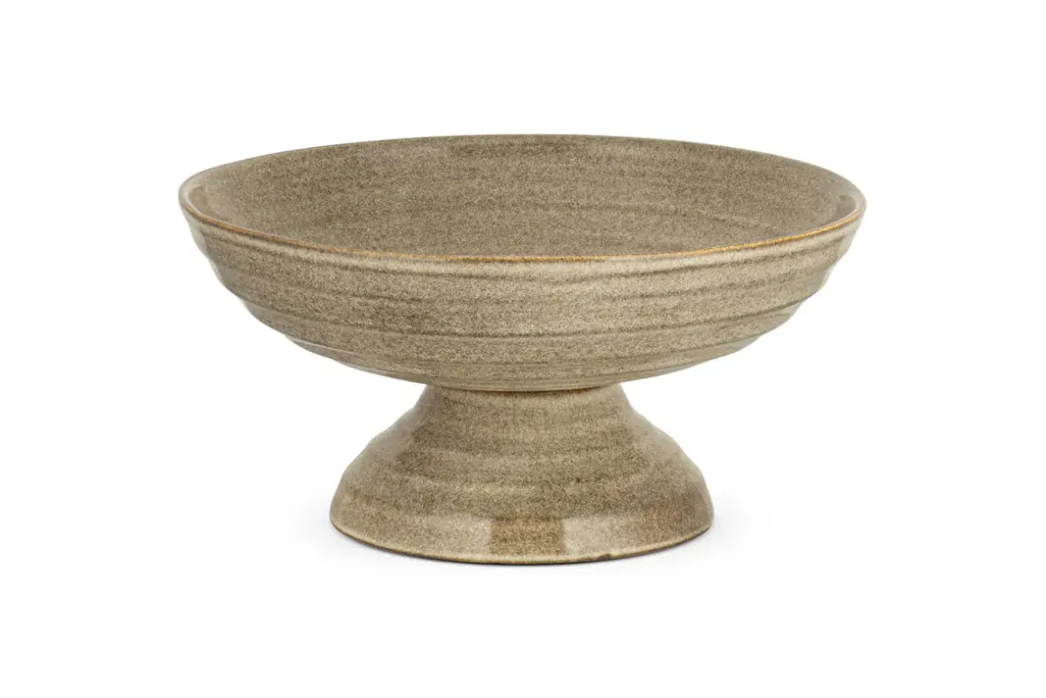 Valinha Earthenware Footed Bowl - Grey