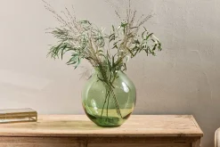 Vanita Glass Vase - Green - Wide