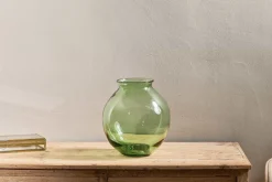 Vanita Glass Vase - Green - Wide