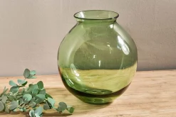 Vanita Glass Vase - Green - Wide
