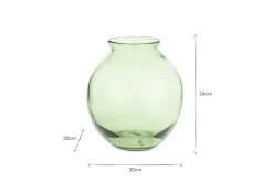 Vanita Glass Vase - Green - Wide