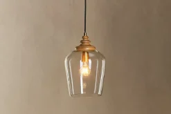 Varuna Mango Wood & Glass Pendant Lamp - Natural & Clear