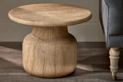Vivan Grooved Wood Side Table