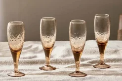 Yala Hammered Champagne Glass - Dusty Terracotta (Set of 4)