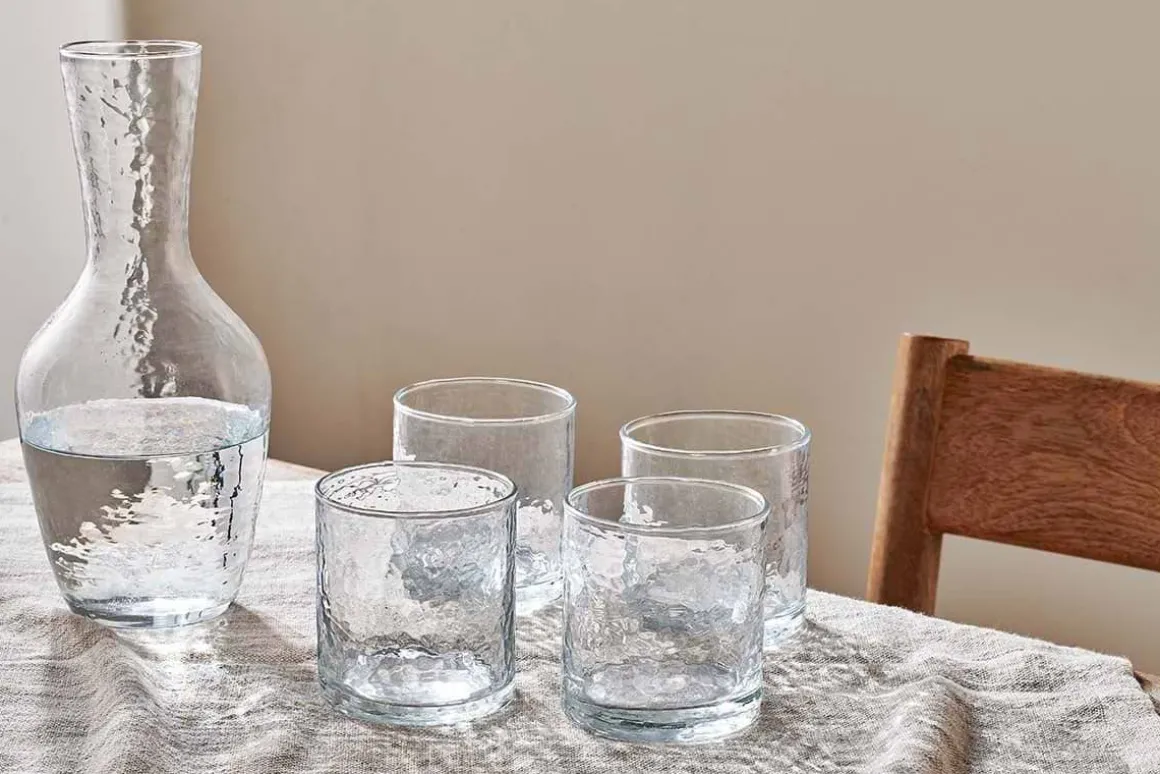 Yala Hammered Tumbler - Clear Glass (Set of 4)