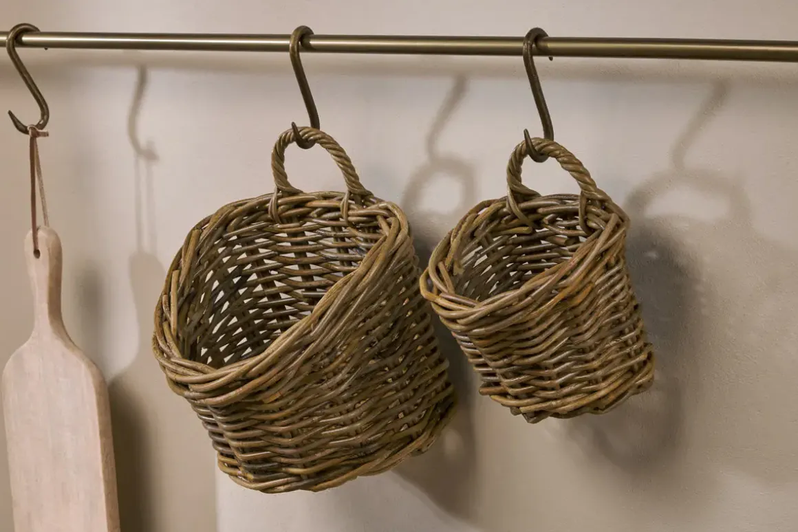 Zawar Rattan Hanging Baskets - Natural (Set of 2)