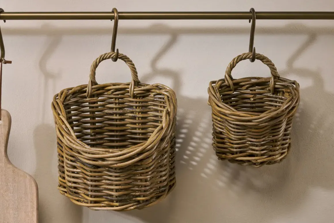 Zawar Rattan Hanging Baskets - Natural (Set of 2)