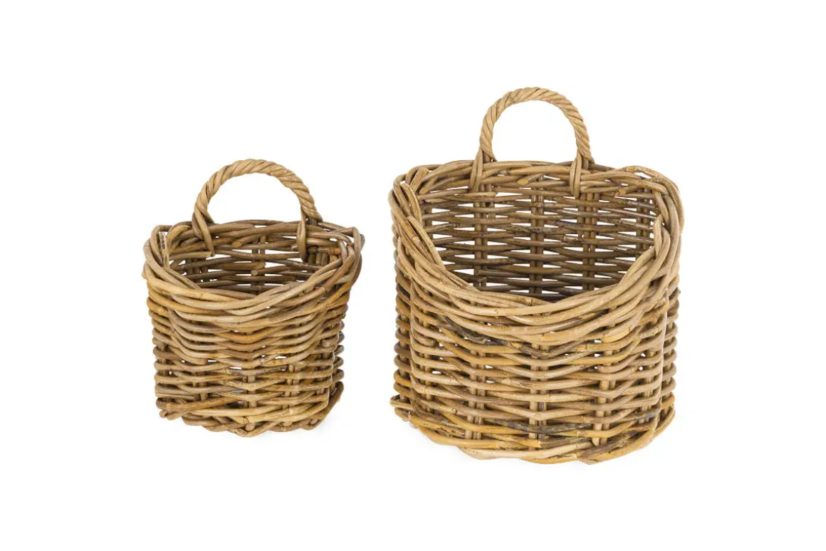 Zawar Rattan Hanging Baskets - Natural (Set of 2)