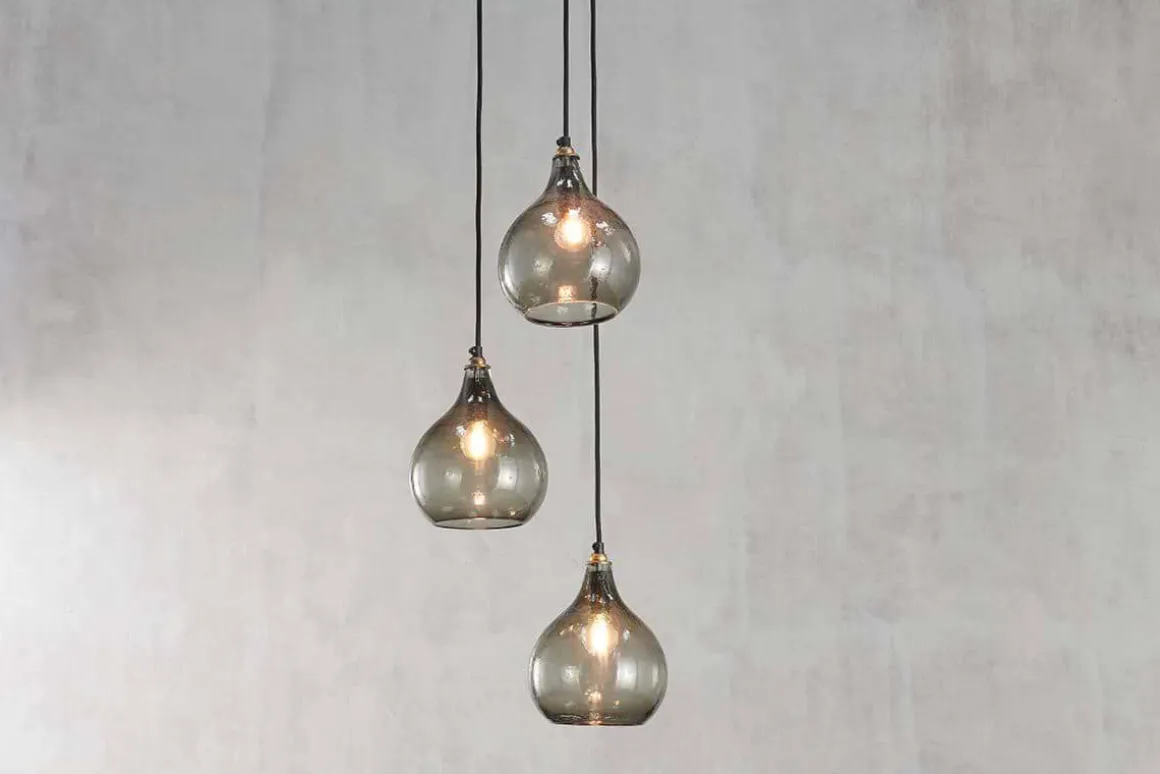 Ziva Recycled Glass Cluster Pendant - Green Smoke