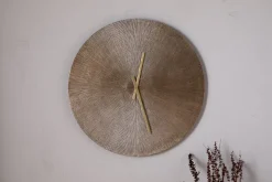 Zuwena Etched Wall Clock - Antique Brass